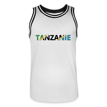 Flag of Tanzania - Men's Basketball Jersey - white/black - Front - AI Model Male 185 dark (185cm)
