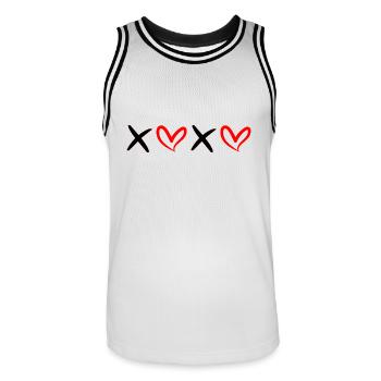 XOXO Black and Red - Men's Basketball Jersey - white/black - Front - AI Model Male 185 dark (185cm)