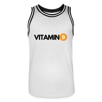 Krypto VITAMIN B Bitcoin BTC - Männer Basketball-Trikot - Weiß/Schwarz - Vorne - AI Model Male 185 dark (185cm)