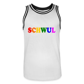 Schwul - Männer Basketball-Trikot - Weiß/Schwarz - Vorne - AI Model Male 185 dark (185cm)