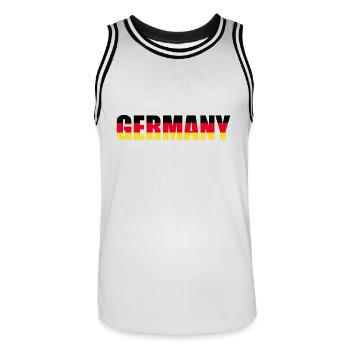 Germany lettering in the national colours - Men's Basketball Jersey - white/black - Front - AI Model Male 185 dark (185cm)