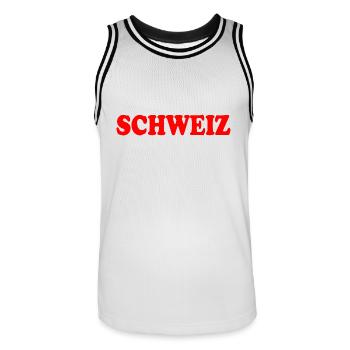 Switzerland - Men's Basketball Jersey - white/black - Front - AI Model Male 185 dark (185cm)