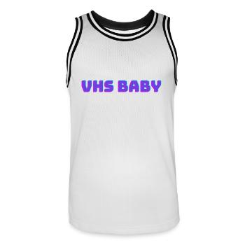 VHS Baby - Männer Basketball-Trikot - Weiß/Schwarz - Vorne - AI Model Male 185 dark (185cm)