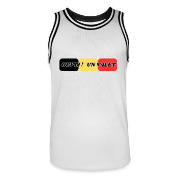 Oufti a valet - Männer Basketball-Trikot - Weiß/Schwarz - Vorne - AI Model Male 185 dark (185cm)