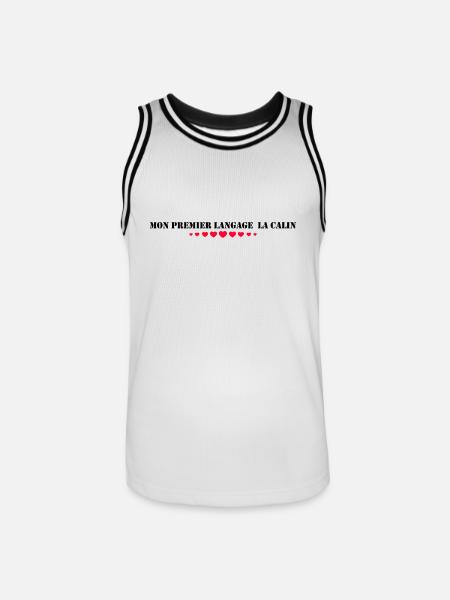 My first language: hugging - Men's Basketball Jersey - white/black