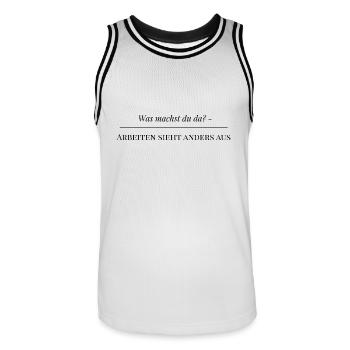 Was machst du da - Männer Basketball-Trikot - Weiß/Schwarz - Vorne - AI Model Male 185 dark (185cm)