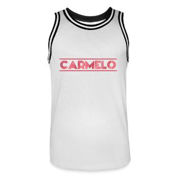 Carmelo - Männer Basketball-Trikot - Weiß/Schwarz - Vorne - AI Model Male 185 dark (185cm)