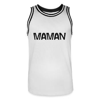 FÊTE DES MÈRES. BONNE FÊTE MAMAN. MAMAN. JE T'AIME - Maillot de basket Homme - blanc/noir - Devant - AI Model Male 185 dark (185cm)