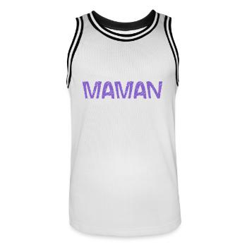 FÊTE DES MÈRES. BONNE FÊTE MAMAN. MAMAN. JE T'AIME - Maillot de basket Homme - blanc/noir - Devant - AI Model Male 185 dark (185cm)
