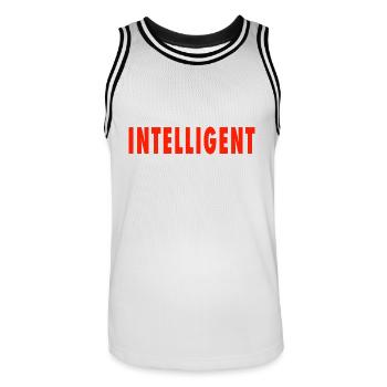 intelligent - Men's Basketball Jersey - white/black - Front - AI Model Male 185 dark (185cm)
