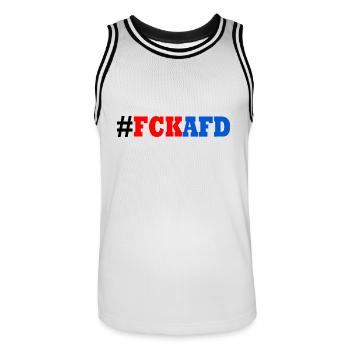 Fck afd - Männer Basketball-Trikot - Weiß/Schwarz - Vorne - AI Model Male 185 dark (185cm)