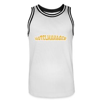 Emploi Directeur d’hôtel - Maillot de basket Homme - blanc/noir - Devant - AI Model Male 185 dark (185cm)