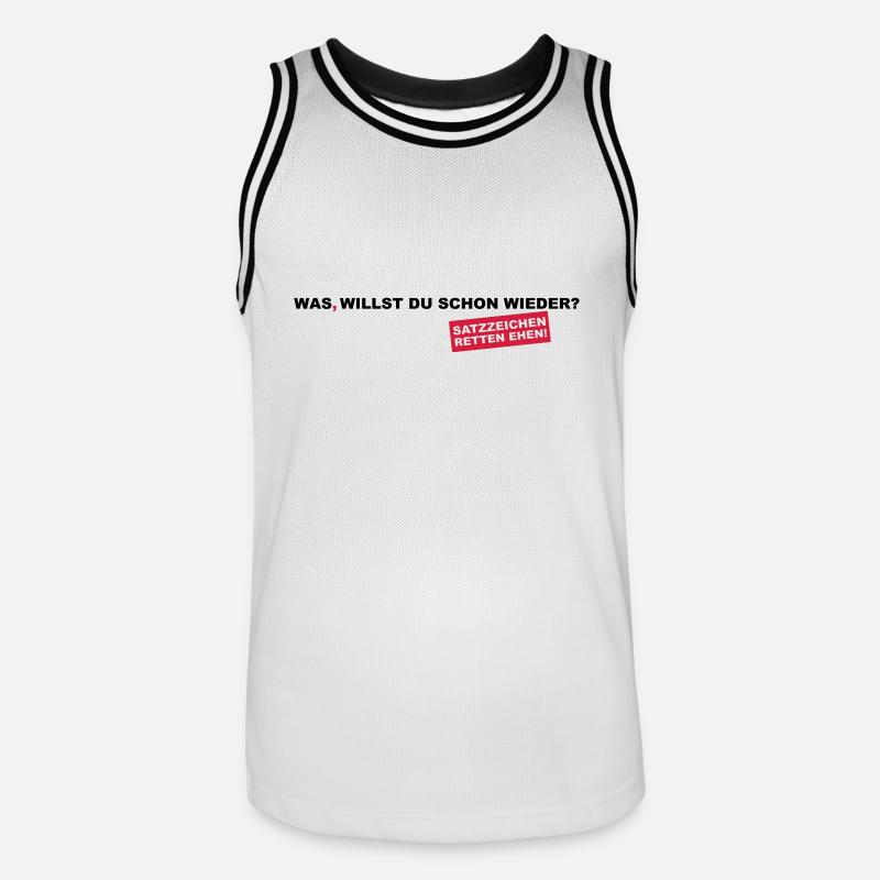 Satzzeichen retten Ehen! - Männer Basketball-Trikot - Weiß/Schwarz