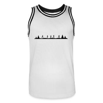 Sport - Jogger Wald - Männer Basketball-Trikot - Weiß/Schwarz - Vorne - AI Model Male 185 dark (185cm)