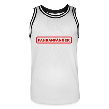 Fahranfänger - Männer Basketball-Trikot - Weiß/Schwarz - Vorne - AI Model Male 185 dark (185cm)