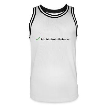 Ich bin kein Roboter - Männer Basketball-Trikot - Weiß/Schwarz - Vorne - AI Model Male 185 dark (185cm)