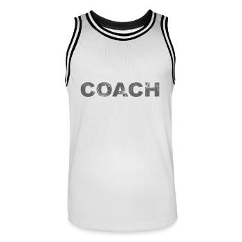 Coach Trainer Training - Men's Basketball Jersey - white/black - Front - AI Model Male 185 dark (185cm)