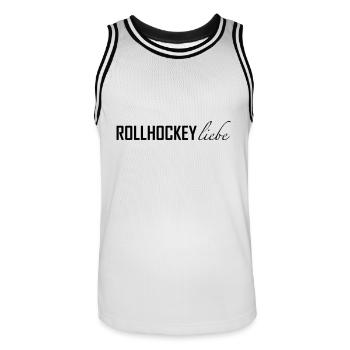 Rollhockeyliebe - Männer Basketball-Trikot - Weiß/Schwarz - Vorne - AI Model Male 185 dark (185cm)