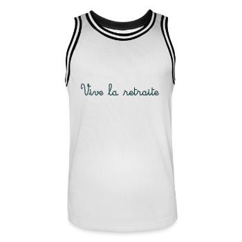 RETRAITE. RETRAITE. RETRAITEE. SENIOR. MAMIE. PAPY - Maillot de basket Homme - blanc/noir - Devant - AI Model Male 185 dark (185cm)