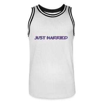 JUST MARRIED. EVJF. LOVE. SAINT VALENTIN. COUPLE. - Maillot de basket Homme - blanc/noir - Devant - AI Model Male 185 dark (185cm)