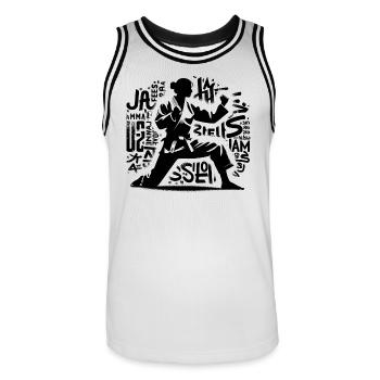Cute Karate Taekwondo Funny Karate Girl - Maillot de basket Homme - blanc/noir - Devant - AI Model Male 185 dark (185cm)