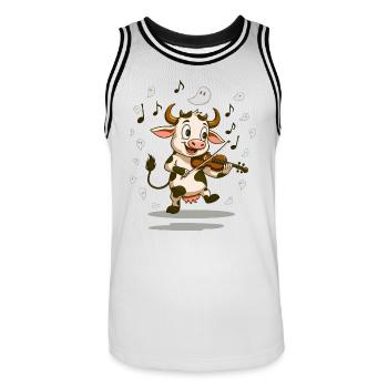 Adorable Violinist Cow - Men's Basketball Jersey - white/black - Front - AI Model Male 185 dark (185cm)