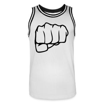 poing - Maillot de basket Homme - blanc/noir - Devant - AI Model Male 185 dark (185cm)