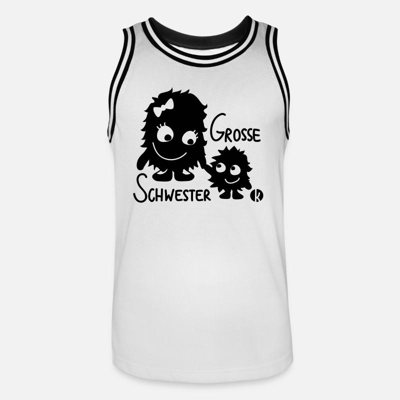 Große Schwester - Männer Basketball-Trikot - Weiß/Schwarz