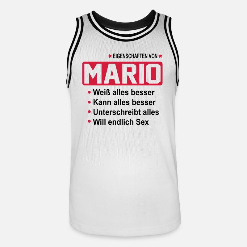 mario - Männer Basketball-Trikot - Weiß/Schwarz
