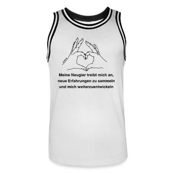 Signe du zodiaque Gémeaux - Maillot de basket Homme - blanc/noir - Devant - AI Model Male 185 dark (185cm)