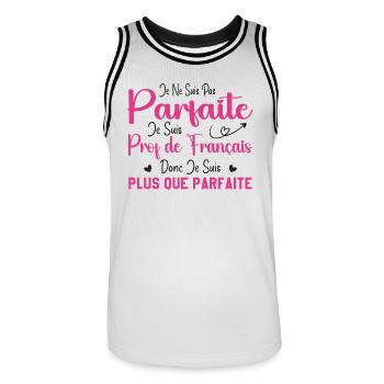 Femme Humour Professeur de Français - Maillot de basket Homme - blanc/noir - Devant - AI Model Male 185 dark (185cm)