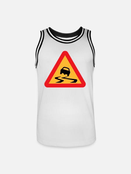 Slippery Road Car Warning - Men's Basketball Jersey - white/black
