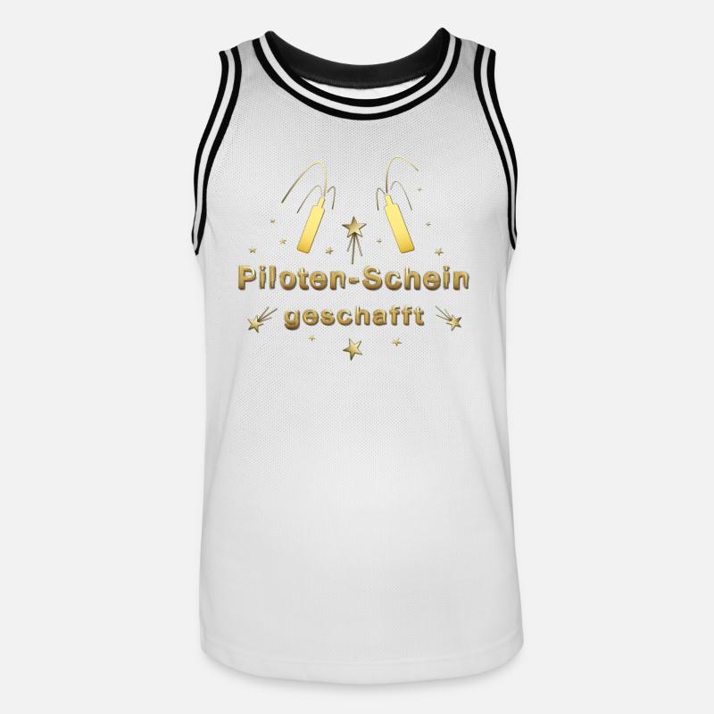 Pilotenschein Pilot Pilotenausbildung PPL - Männer Basketball-Trikot - Weiß/Schwarz