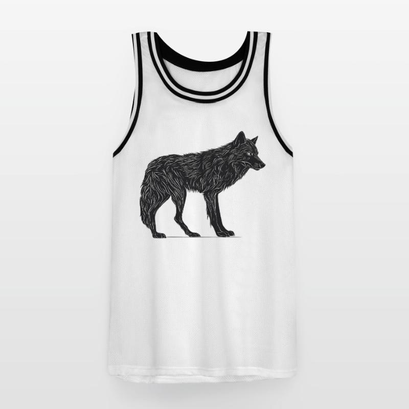 Wilder Wolf - Schwarzer Wolf T-Shirt oder Pullover Männer Basketball-Trikot