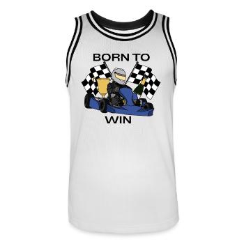 Born to Win - Men's Basketball Jersey - white/black - Front - AI Model Male 185 dark (185cm)