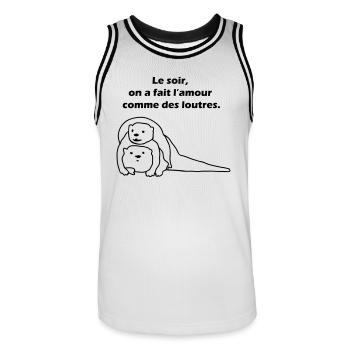 Le soir, on a fait l'amour comme des loutres. - Maillot de basket Homme - blanc/noir - Devant - AI Model Male 185 dark (185cm)