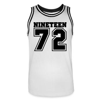 1972 - Männer Basketball-Trikot - Weiß/Schwarz - Vorne - AI Model Male 185 dark (185cm)
