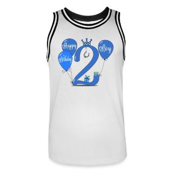 2 Ballon Garçon Anniversaire - Maillot de basket Homme - blanc/noir - Devant - AI Model Male 185 dark (185cm)