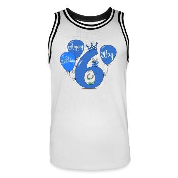 6 Birthday Boy Balloon - Men's Basketball Jersey - white/black - Front - AI Model Male 185 dark (185cm)