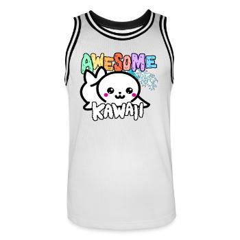 Robbe - Kawaii - Männer Basketball-Trikot - Weiß/Schwarz - Vorne - AI Model Male 185 dark (185cm)
