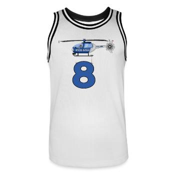 Polizei Hubschrauber 8. Geburtstag - Männer Basketball-Trikot - Weiß/Schwarz - Vorne - AI Model Male 185 dark (185cm)