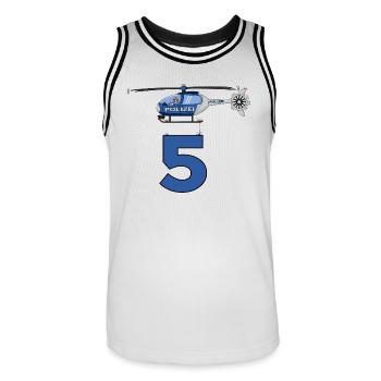 Polizei Hubschrauber 5. Geburtstag - Männer Basketball-Trikot - Weiß/Schwarz - Vorne - AI Model Male 185 dark (185cm)