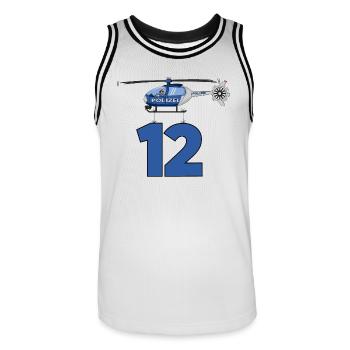 Polizei Hubschrauber 12. Geburtstag - Männer Basketball-Trikot - Weiß/Schwarz - Vorne - AI Model Male 185 dark (185cm)