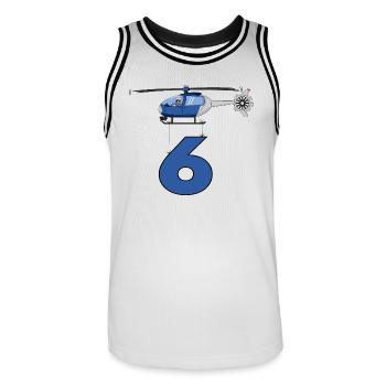 Helicopter 6th birthday - Men's Basketball Jersey - white/black - Front - AI Model Male 185 dark (185cm)