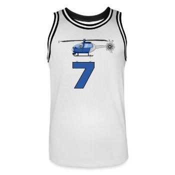 Hélicoptère 7ème anniversaire - Maillot de basket Homme - blanc/noir - Devant - AI Model Male 185 dark (185cm)