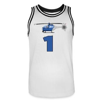 Hubschrauber 1. Geburtstag - Männer Basketball-Trikot - Weiß/Schwarz - Vorne - AI Model Male 185 dark (185cm)