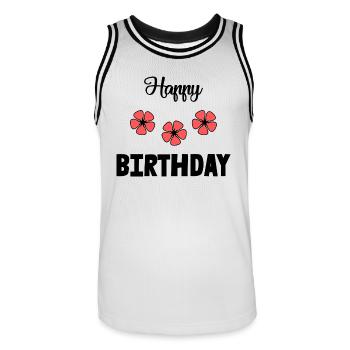 ALLES GUTE ZUM GEBURTSTAG!. ALLES GUTE ZUM GEBURTSTAG!. JAHRESTAG. - Männer Basketball-Trikot - Weiß/Schwarz - Vorne - AI Model Male 185 dark (185cm)