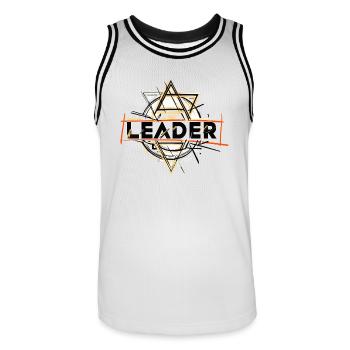 leader - Männer Basketball-Trikot - Weiß/Schwarz - Vorne - AI Model Male 185 dark (185cm)