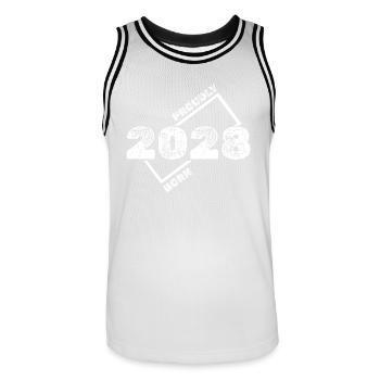 Idée cadeau 2028 - Maillot de basket Homme - blanc/noir - Devant - AI Model Male 185 dark (185cm)