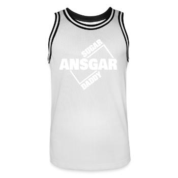Geschenk für Ansgar - Männer Basketball-Trikot - Weiß/Schwarz - Vorne - AI Model Male 185 dark (185cm)